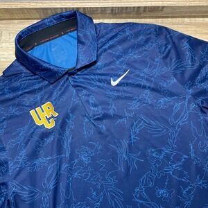 Nike Tiger Woods Collection UCR Highlanders Golf Polo Navy Blue Mens Medium EUC
